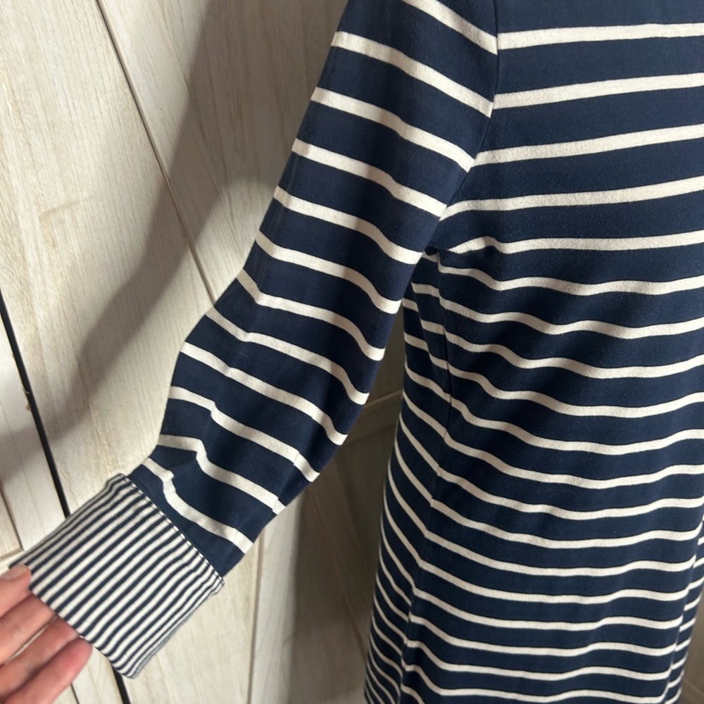 Boden Navy & White Striped Boatneck Shift dress Sz 6R EUC 3/4 sleeve nautical - Picture 3 of 10